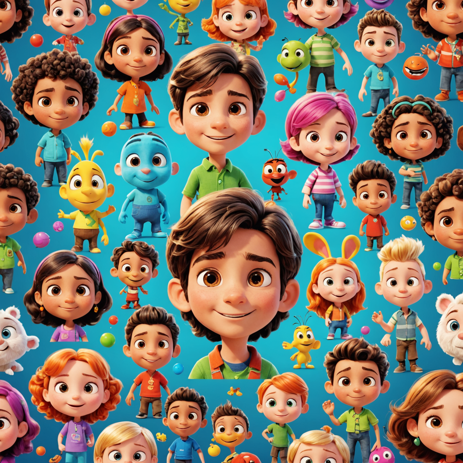Colorful characters from popular children's shows and animated movies available on Shahid